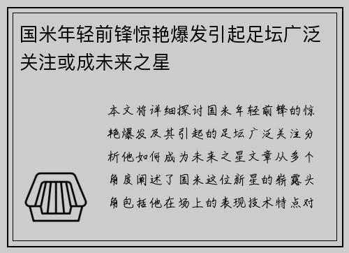 国米年轻前锋惊艳爆发引起足坛广泛关注或成未来之星